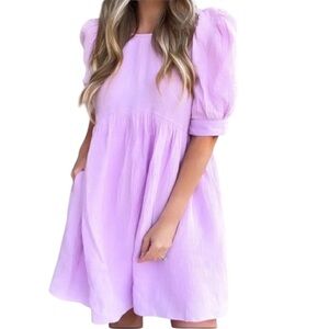 Boutique Women’s Light Purple puff sleeve Mini dress Kentucky Derby Small